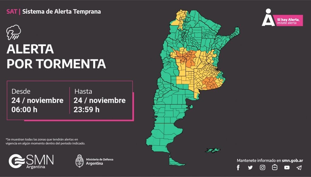 ¿Un domingo con fuertes lluvias?: hay alerta por tormentas en toda la región pampeana