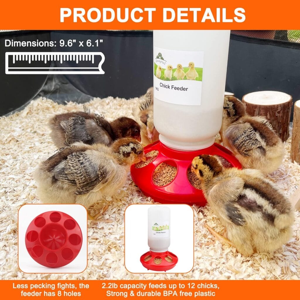 Comederos y Bebederos para Gallinas, 1 L Comederos Gallinas y 1,5 L Bebedero Gallinas con 3 Alturas Ajustables Combo para con 3 Alturas Ajustables Combo para Patos de Pollo de bebé