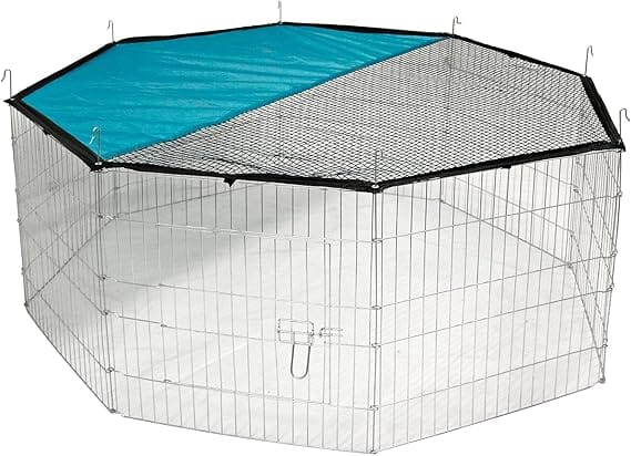 Parque, galvanizado, 8 rejas de 57 x 56 cm, con puerta y red