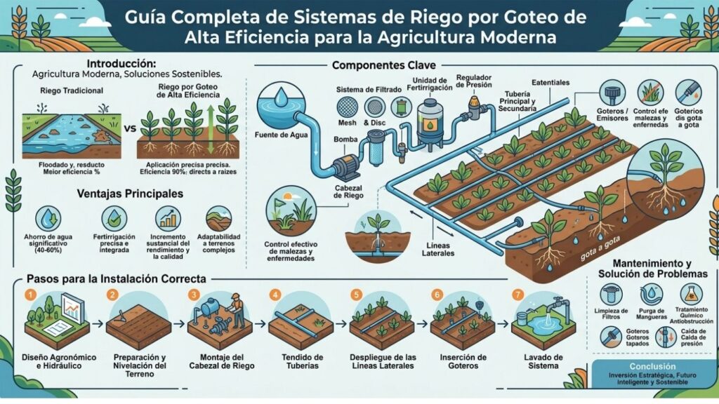 Guía Completa de Sistemas de Riego por Goteo de Alta Eficiencia para la Agricultura Moderna
